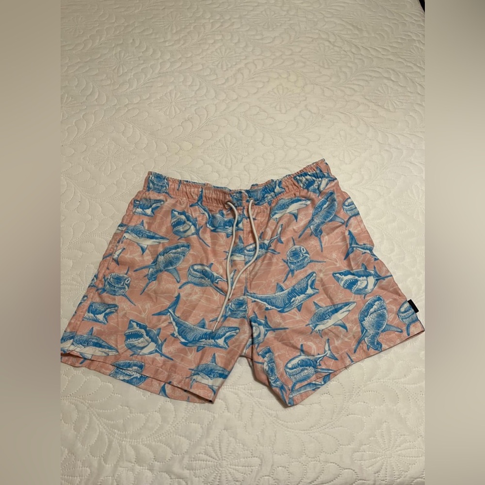(14) Ring of Fire Blue and Pink Swim Trunks Vibrant Design